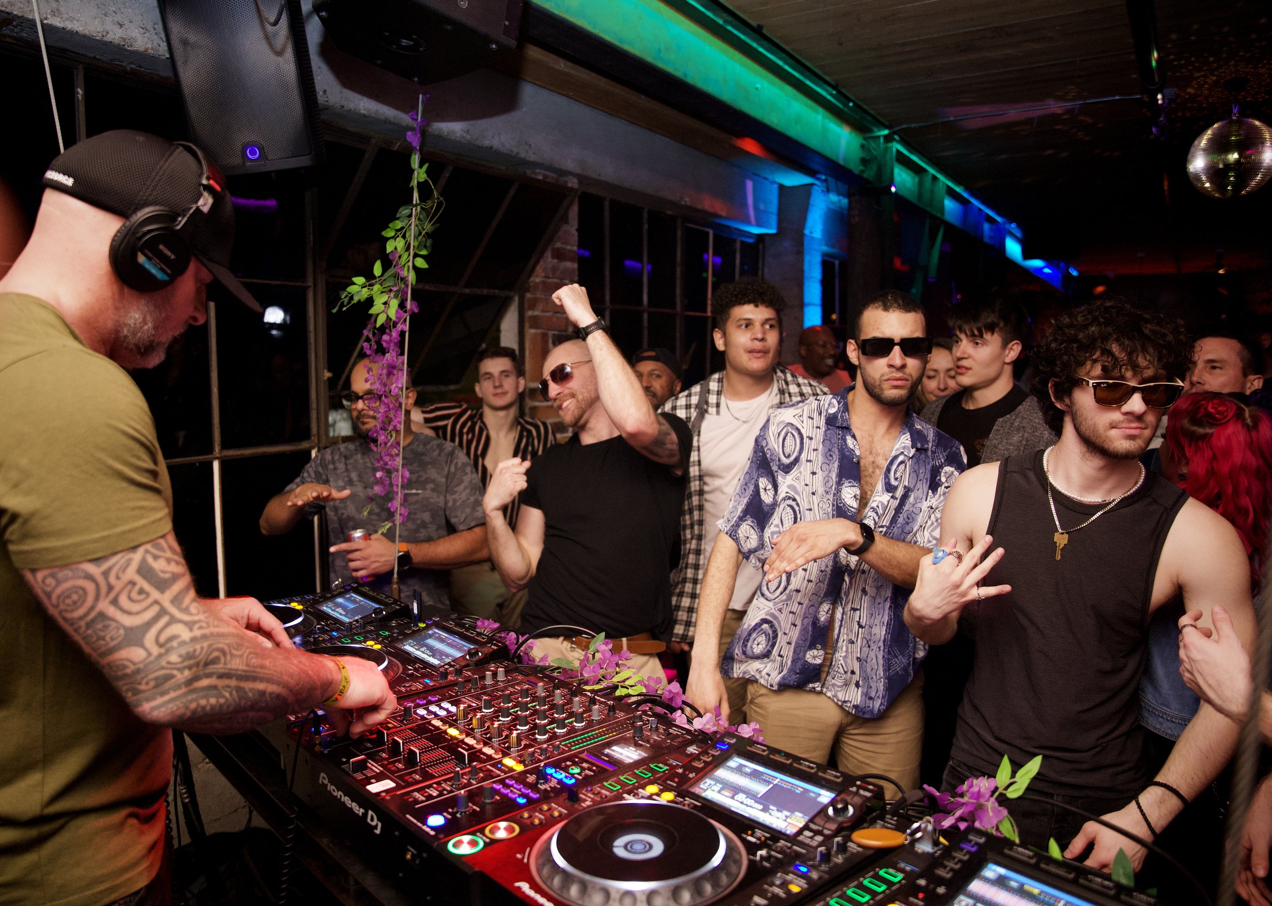 DJ streaming setup with Nanoleaf light panels and professional equipment in home studio