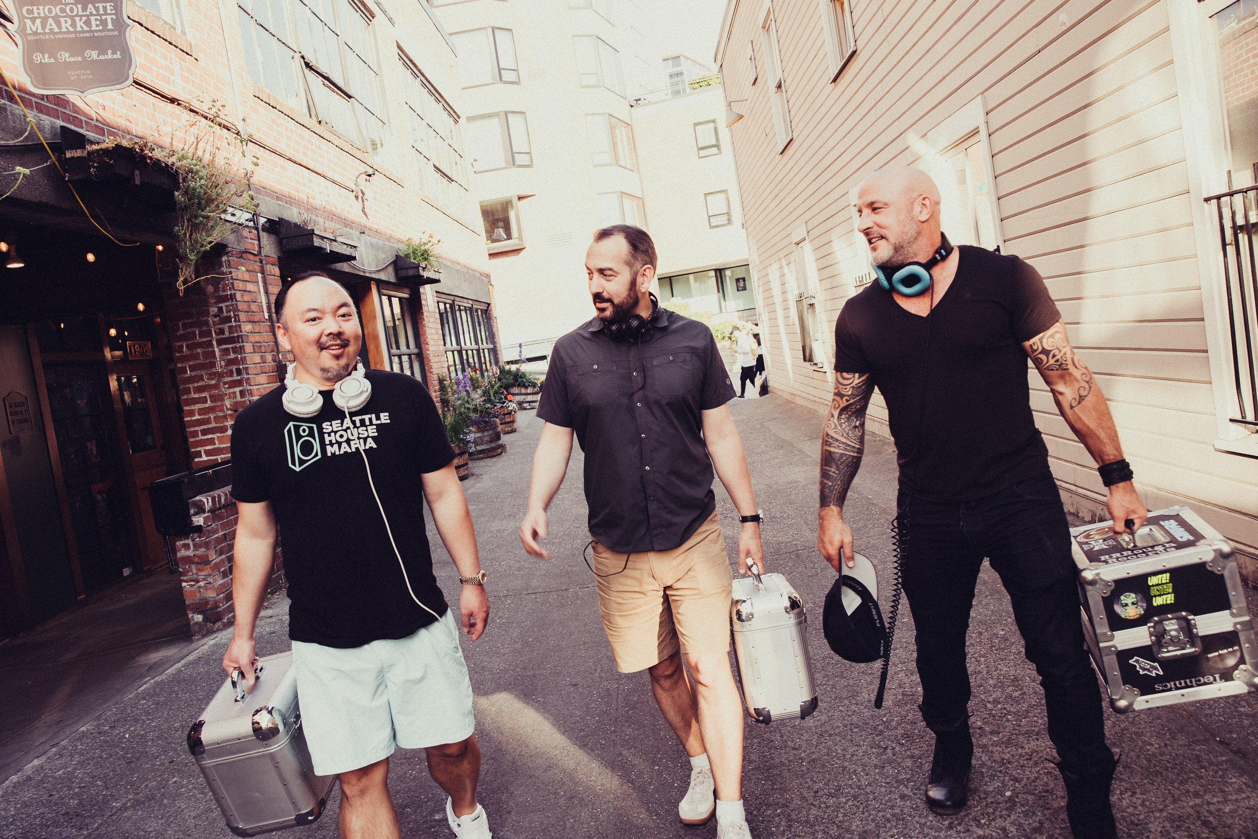 Nightclub scene with sparkly backdrop and crowd dancing